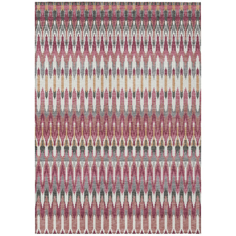 8' X 10' Mauve Merlot And Ivory Southwestern Washable Indoor Outdoor Area Rug