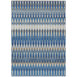 8' X 10' Navy Blue Denim Blue And Ivory Southwestern Washable Indoor Outdoor Area Rug