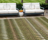 8' X 10' Olive Green Brown And Gold Southwestern Washable Indoor Outdoor Area Rug