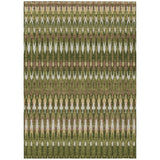 8' X 10' Olive Green Brown And Gold Southwestern Washable Indoor Outdoor Area Rug