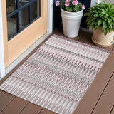 3' X 5' Pink Blush And Gray Southwestern Washable Indoor Outdoor Area Rug
