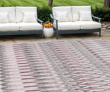 8' X 10' Pink Blush And Gray Southwestern Washable Indoor Outdoor Area Rug