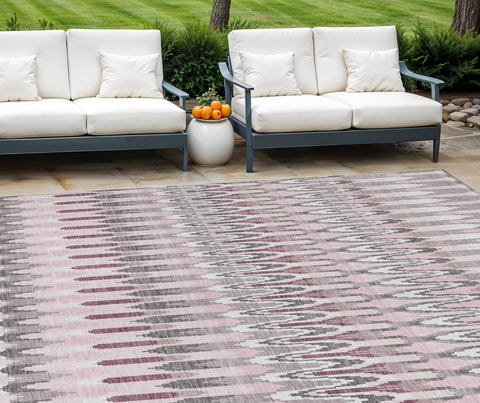 8' X 10' Pink Blush And Gray Southwestern Washable Indoor Outdoor Area Rug