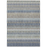 3' X 5' Taupe Navy Blue And Denim Blue Southwestern Washable Indoor Outdoor Area Rug