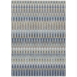5' X 8' Taupe Navy Blue And Denim Blue Southwestern Washable Indoor Outdoor Area Rug