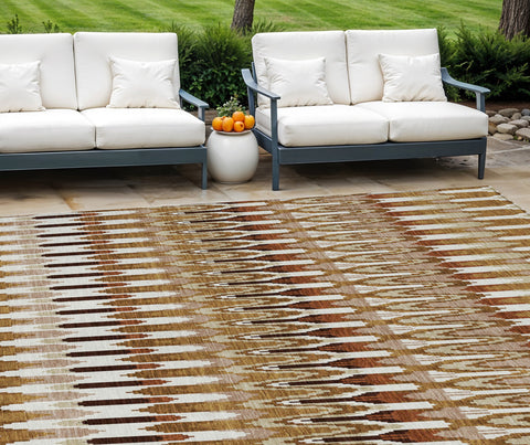 8' X 10' Terra Cotta Beige And Red Southwestern Washable Indoor Outdoor Area Rug