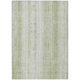 3' X 5' Artichoke Green And Ivory Striped Washable Indoor Outdoor Area Rug
