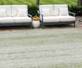 8' X 10' Artichoke Green And Ivory Striped Washable Indoor Outdoor Area Rug