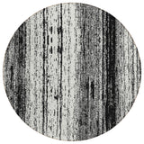 8' Black And Ivory Round Striped Washable Indoor Outdoor Area Rug