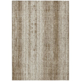 3' X 5' Brown And Ivory Striped Washable Indoor Outdoor Area Rug