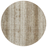 8' Brown And Ivory Round Striped Washable Indoor Outdoor Area Rug