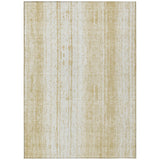 5' X 8' Gold And Ivory Striped Washable Indoor Outdoor Area Rug