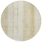 8' Gold And Ivory Round Striped Washable Indoor Outdoor Area Rug