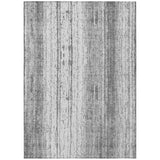 5' X 8' Gray And Ivory Striped Washable Indoor Outdoor Area Rug