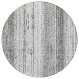 8' Gray And Ivory Round Striped Washable Indoor Outdoor Area Rug