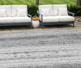 8' X 10' Gray And Ivory Striped Washable Indoor Outdoor Area Rug