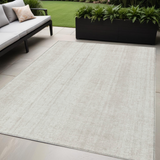 5' X 8' Ivory And Beige Striped Washable Indoor Outdoor Area Rug