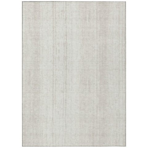 8' X 10' Ivory And Beige Striped Washable Indoor Outdoor Area Rug