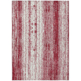 5' X 8' Merlot And Ivory Striped Washable Indoor Outdoor Area Rug