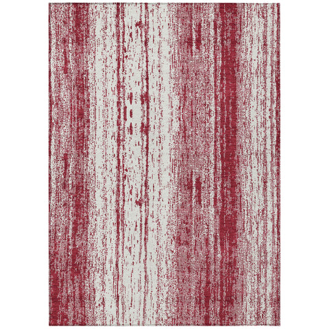 5' X 8' Merlot And Ivory Striped Washable Indoor Outdoor Area Rug