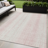 5' X 8' Pink And Ivory Striped Washable Indoor Outdoor Area Rug