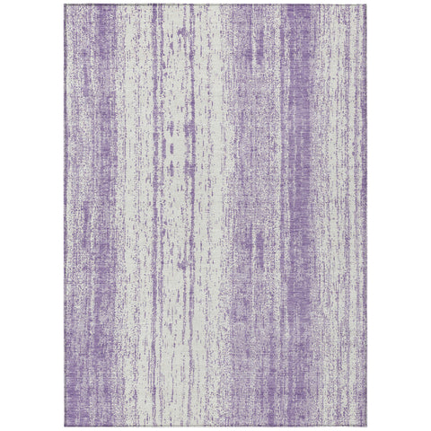 3' X 5' Purple And Ivory Striped Washable Indoor Outdoor Area Rug