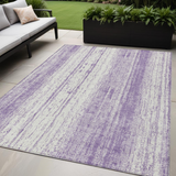 5' X 8' Purple And Ivory Striped Washable Indoor Outdoor Area Rug
