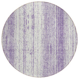 8' Purple And Ivory Round Striped Washable Indoor Outdoor Area Rug
