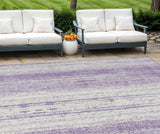 8' X 10' Purple And Ivory Striped Washable Indoor Outdoor Area Rug
