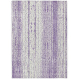 8' X 10' Purple And Ivory Striped Washable Indoor Outdoor Area Rug