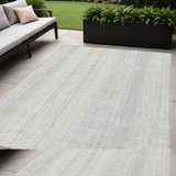 5' X 8' Silver And Ivory Striped Washable Indoor Outdoor Area Rug