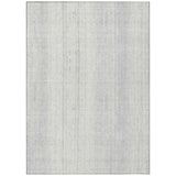 5' X 8' Silver And Ivory Striped Washable Indoor Outdoor Area Rug
