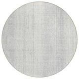 8' Silver And Ivory Round Striped Washable Indoor Outdoor Area Rug