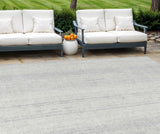 8' X 10' Silver And Ivory Striped Washable Indoor Outdoor Area Rug