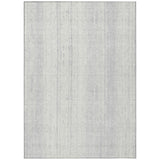 8' X 10' Silver And Ivory Striped Washable Indoor Outdoor Area Rug