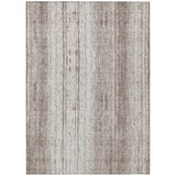 5' X 8' Taupe And Ivory Striped Washable Indoor Outdoor Area Rug