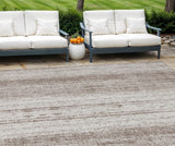 8' X 10' Taupe And Ivory Striped Washable Indoor Outdoor Area Rug