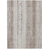 8' X 10' Taupe And Ivory Striped Washable Indoor Outdoor Area Rug