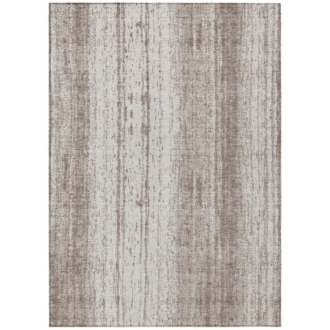8' X 10' Taupe And Ivory Striped Washable Indoor Outdoor Area Rug
