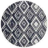 8' Black And Ivory Round Geometric Washable Indoor Outdoor Area Rug