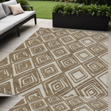 5' X 8' Brown And Beige Geometric Washable Indoor Outdoor Area Rug