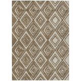 8' X 10' Brown And Beige Geometric Washable Indoor Outdoor Area Rug