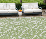 8' X 10' Green And Ivory Geometric Washable Indoor Outdoor Area Rug