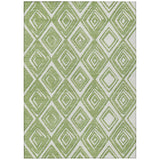 8' X 10' Green And Ivory Geometric Washable Indoor Outdoor Area Rug