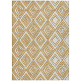 8' X 10' Gold And Ivory Geometric Washable Indoor Outdoor Area Rug