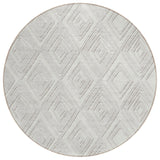 8' Ivory And Beige Round Geometric Washable Indoor Outdoor Area Rug