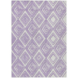 8' X 10' Lavender And Ivory Geometric Washable Indoor Outdoor Area Rug