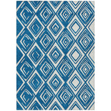 3' X 5' Navy Blue And Ivory Geometric Washable Indoor Outdoor Area Rug