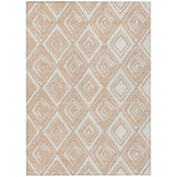 3' X 5' Peach And Ivory Geometric Washable Indoor Outdoor Area Rug