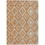 8' X 10' Orange And Ivory Geometric Washable Indoor Outdoor Area Rug